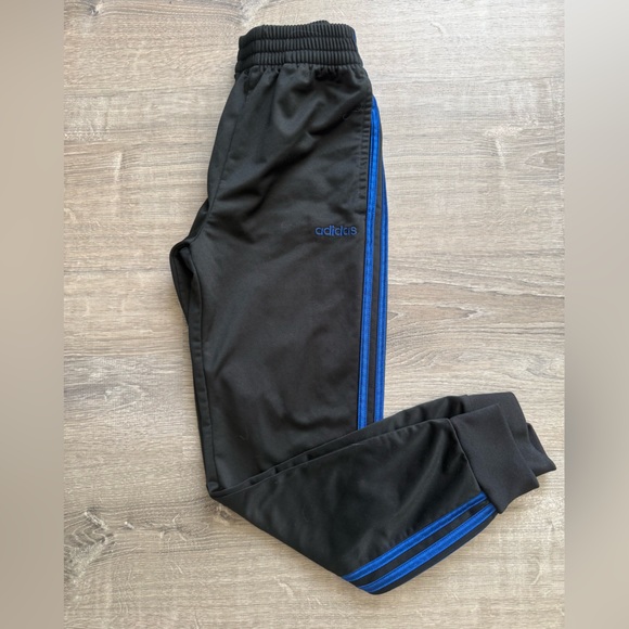adidas Other - Adidas Boy’s Size M 10/12 Black Blue Joggers Athletic Pants VGUC